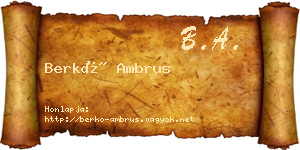 Berkó Ambrus névjegykártya