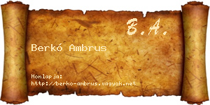 Berkó Ambrus névjegykártya
